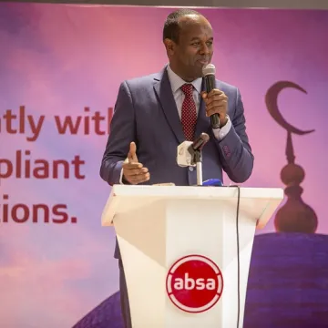 Absa Bank MD Abdi Mohamed giving his speech during the Absa BBS launch