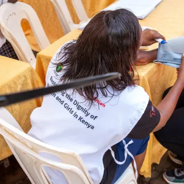 VVF nurse and trainer Christine Muthengi attends to patients during triage at the fistula medical camp in Murang’a