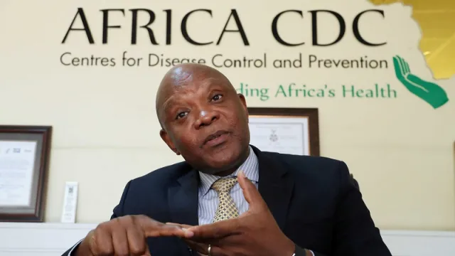 FILE PHOTO: John Nkengasong, Africa's Director of the Centers for Disease Control, speaks during an interview with Reuters at the African Union Headquarters in Addis Ababa