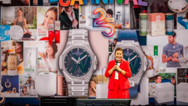 Malou Caluza, CEO QNET, speaking during the company's 25th Anniversary Celebrations.