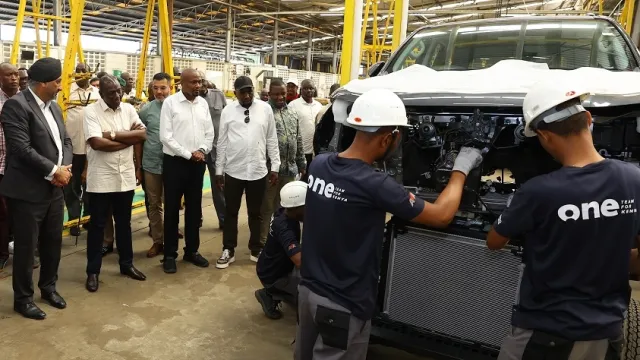 CFAO MOTORS KENYA MD Arvinder Reel with President WIlliam Ruto at the Toyota Fortuner Assembly line commissioning in Mombasa in July 2023